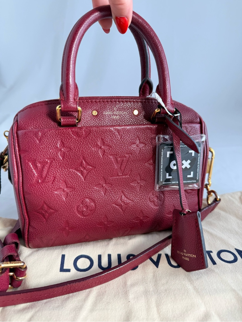 Louis Vuitton Burgundy Monogram Empreinte Bandouliere 25